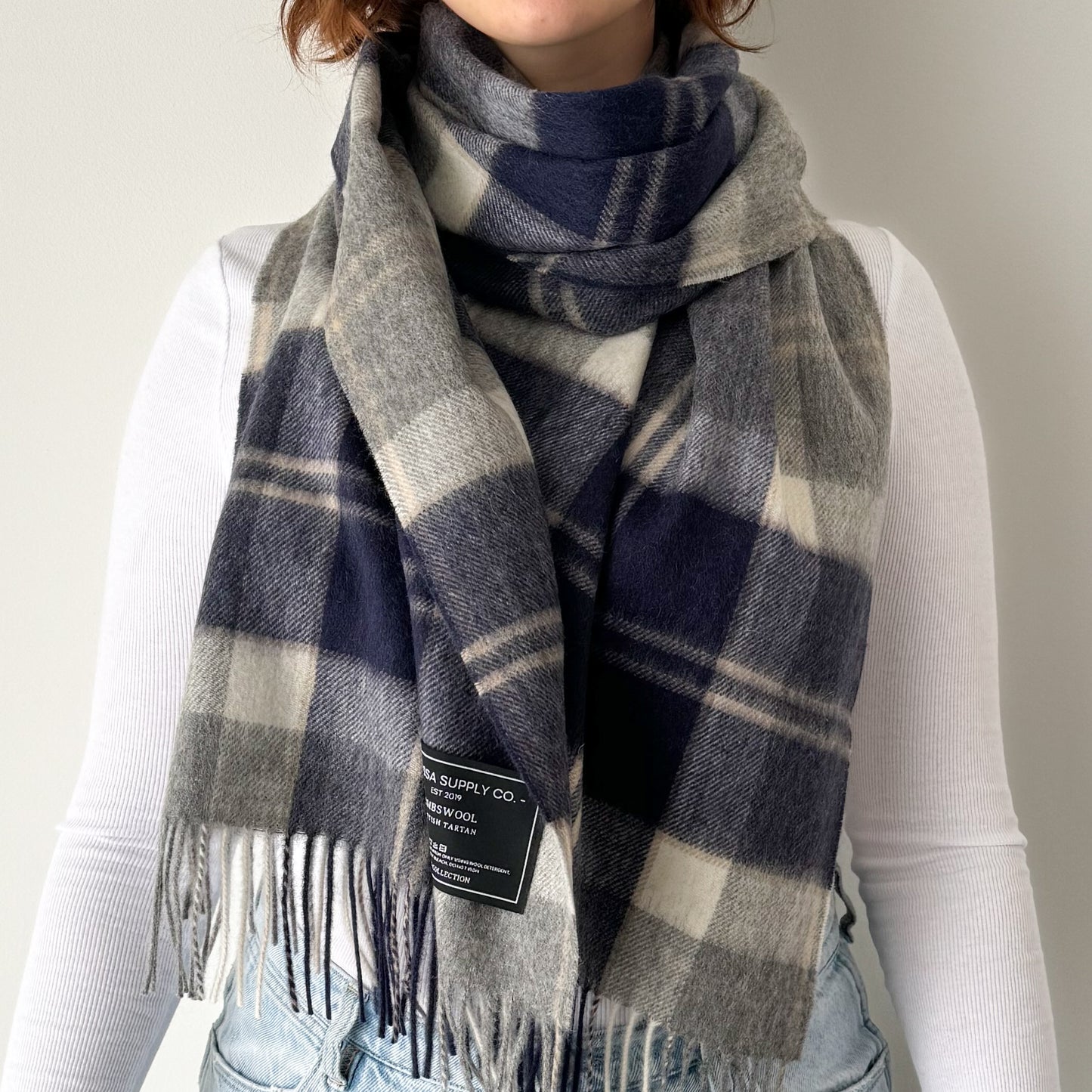 Bannockbane Silver - Scottish Tartan Lambswool Wide Scarf