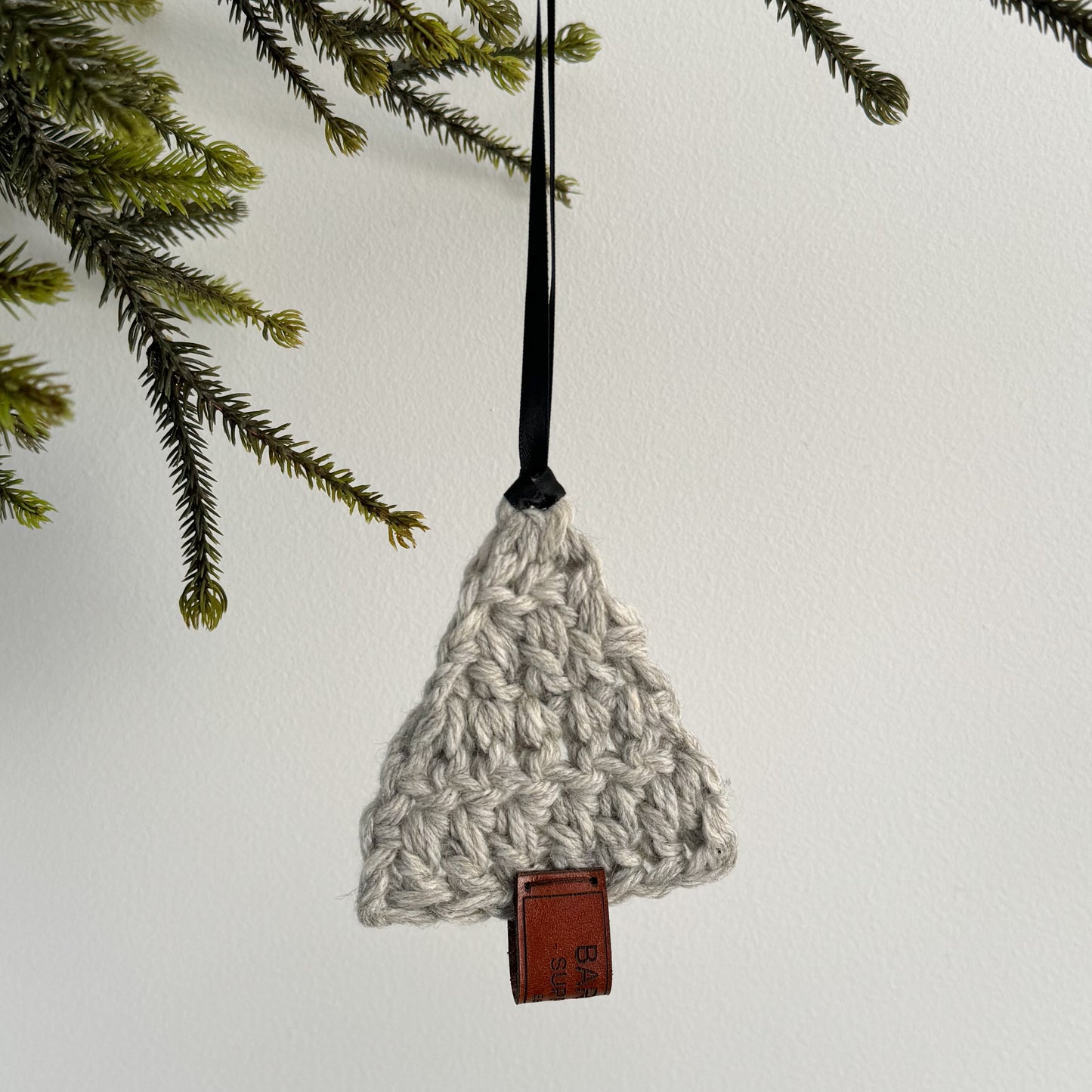 Crochet Tree Ornament - Light Grey