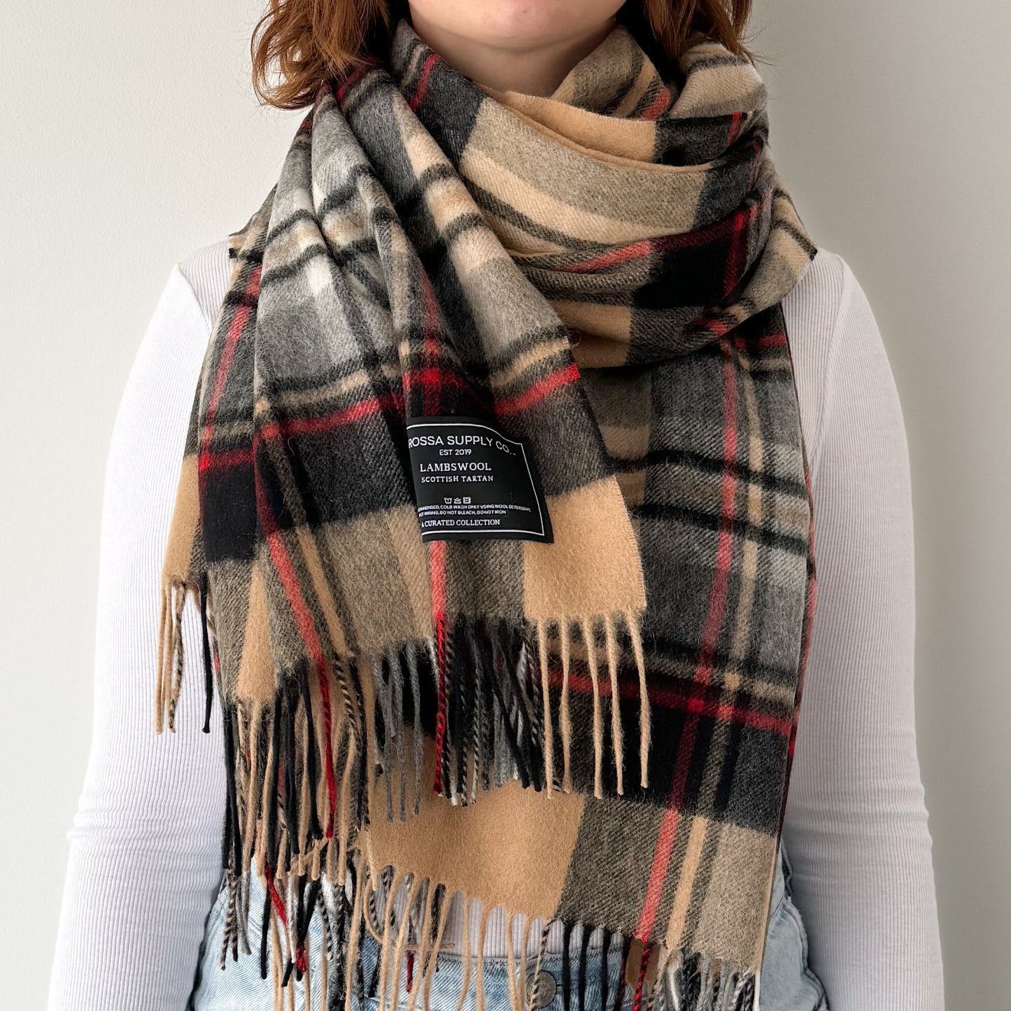 Stewart Camel - Scottish Tartan Lambswool Stole