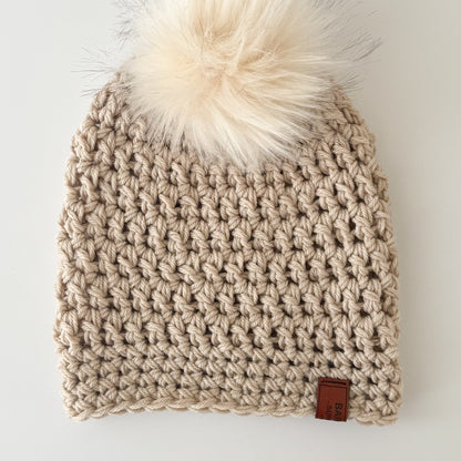 New Season Crochet Pom Pom Beanie - Wool Blend