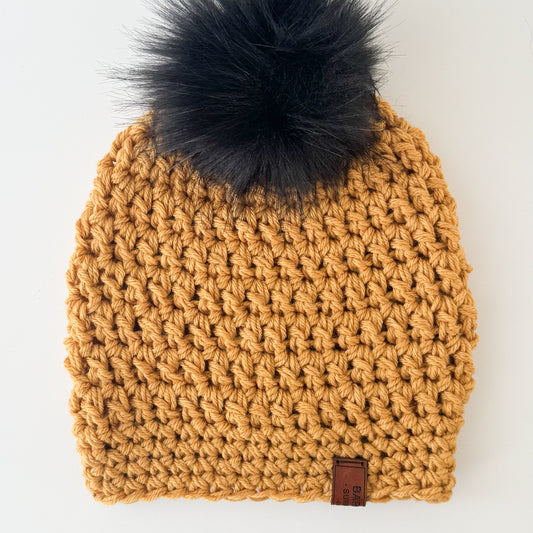 New Season Crochet Pom Pom Beanie - Wool Blend