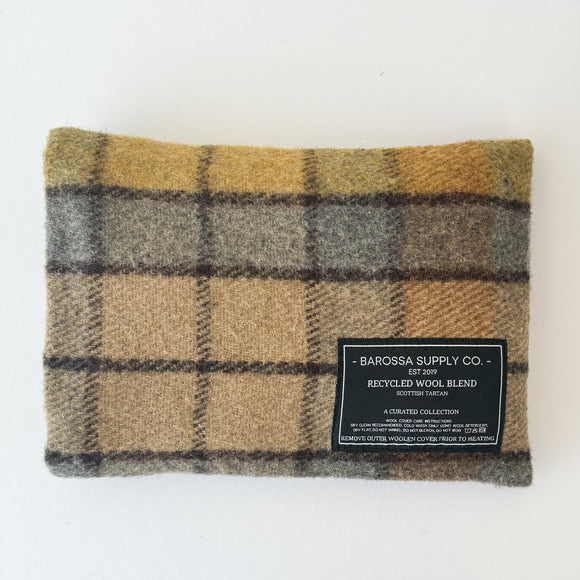 Recycled Wool Blend Scottish Tartan Heat Pack - Buchanan Natural