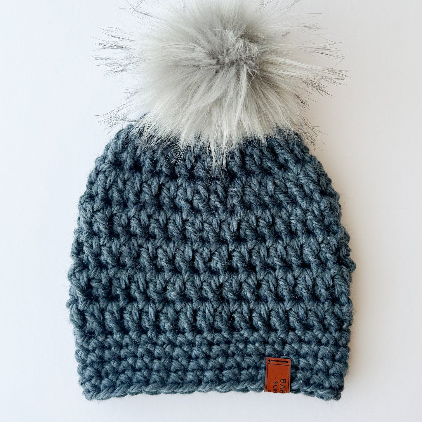 Recycled Fiber - Crochet Pom Pom Beanie..