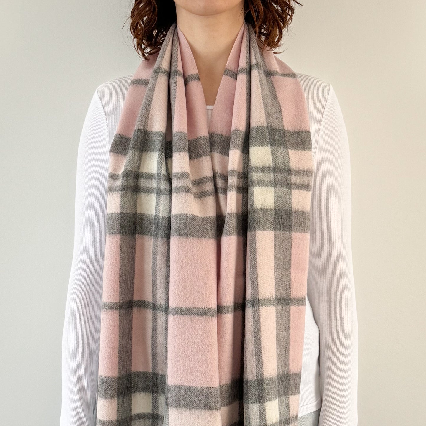 Thomson Pale Pink - Scottish Tartan Lambswool Wide Scarf