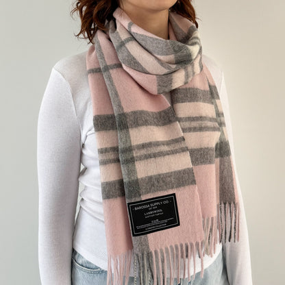 Thomson Pale Pink - Scottish Tartan Lambswool Wide Scarf