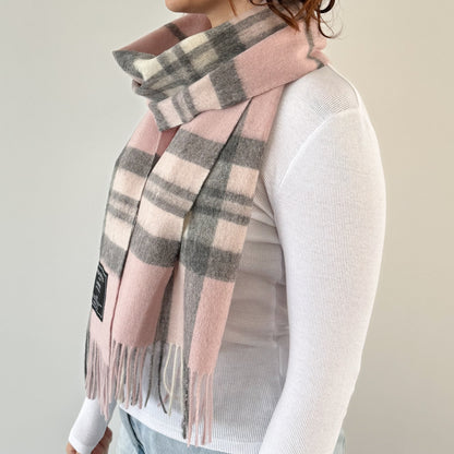 Thomson Pale Pink - Scottish Tartan Lambswool Wide Scarf