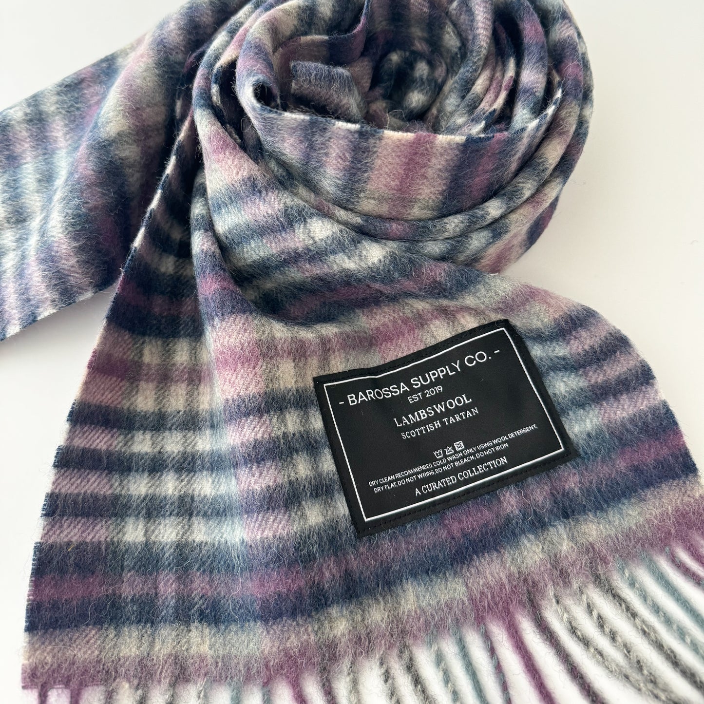 Gingham Blues - Scottish Tartan Lambswool Scarf