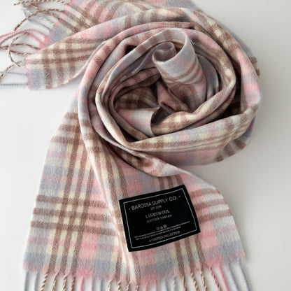 Gingham Pinks - Scottish Tartan Lambswool Scarf