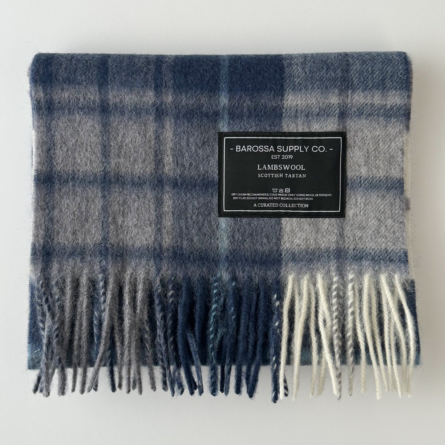 Mill Check Navy - Scottish Tartan Lambswool Scarf