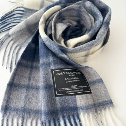 Mill Check Navy - Scottish Tartan Lambswool Scarf