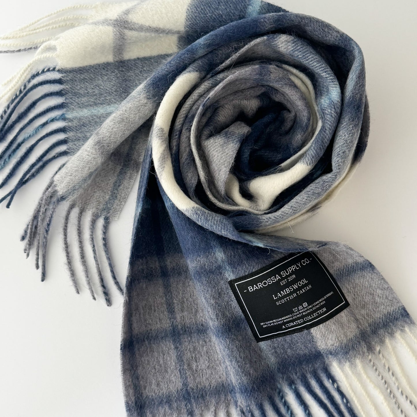 Mill Check Navy - Scottish Tartan Lambswool Scarf