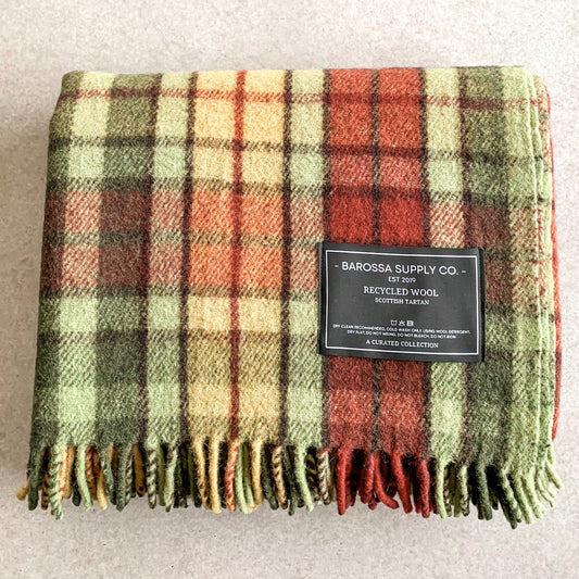 Buchanan Autumn - Recycled Wool Blend Scottish Tartan Blanket.