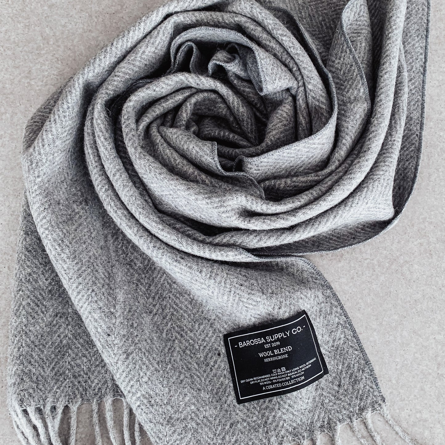 Luxe Herringbone Blanket Wrap - Medium Grey