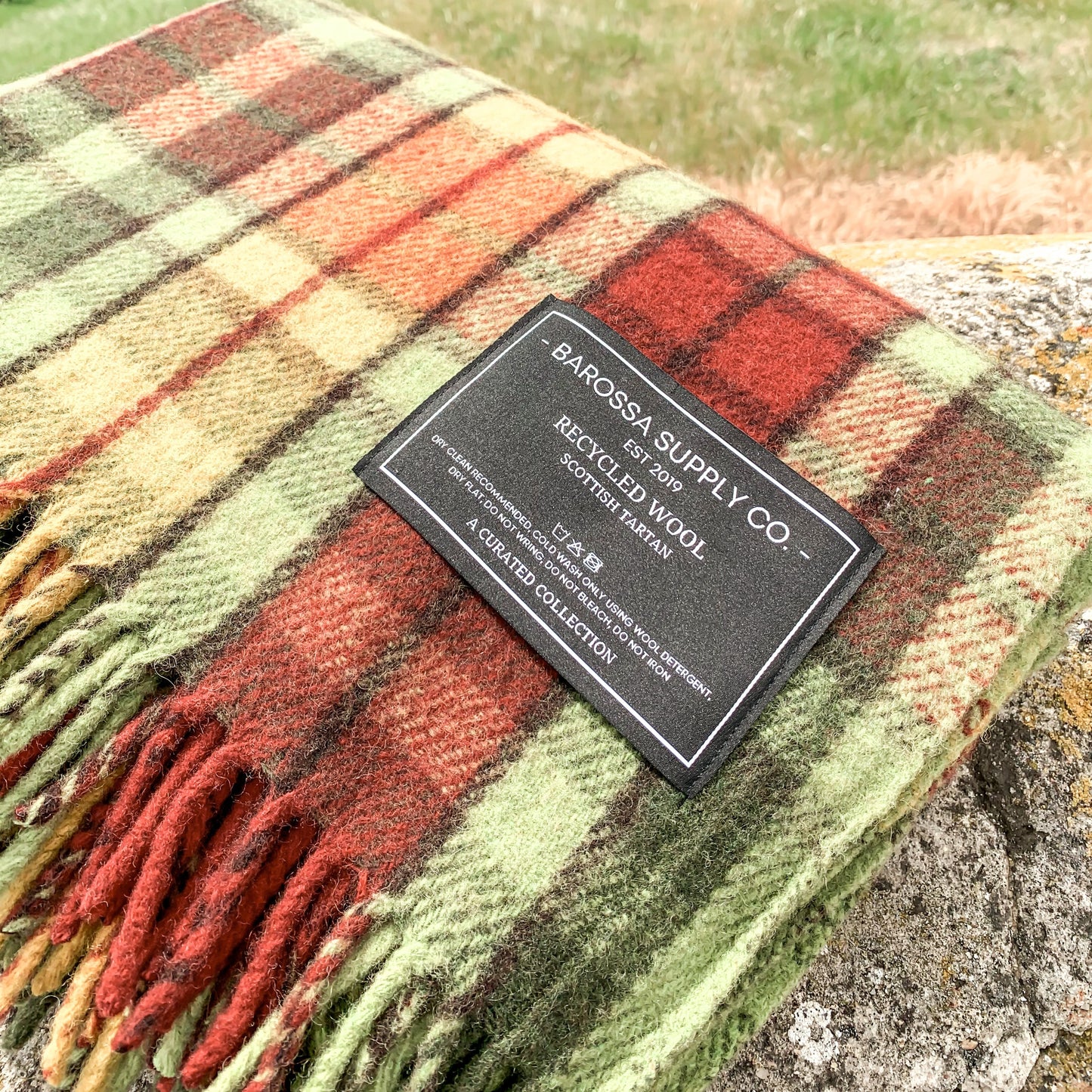 Buchanan Autumn - Recycled Wool Blend Scottish Tartan Blanket.