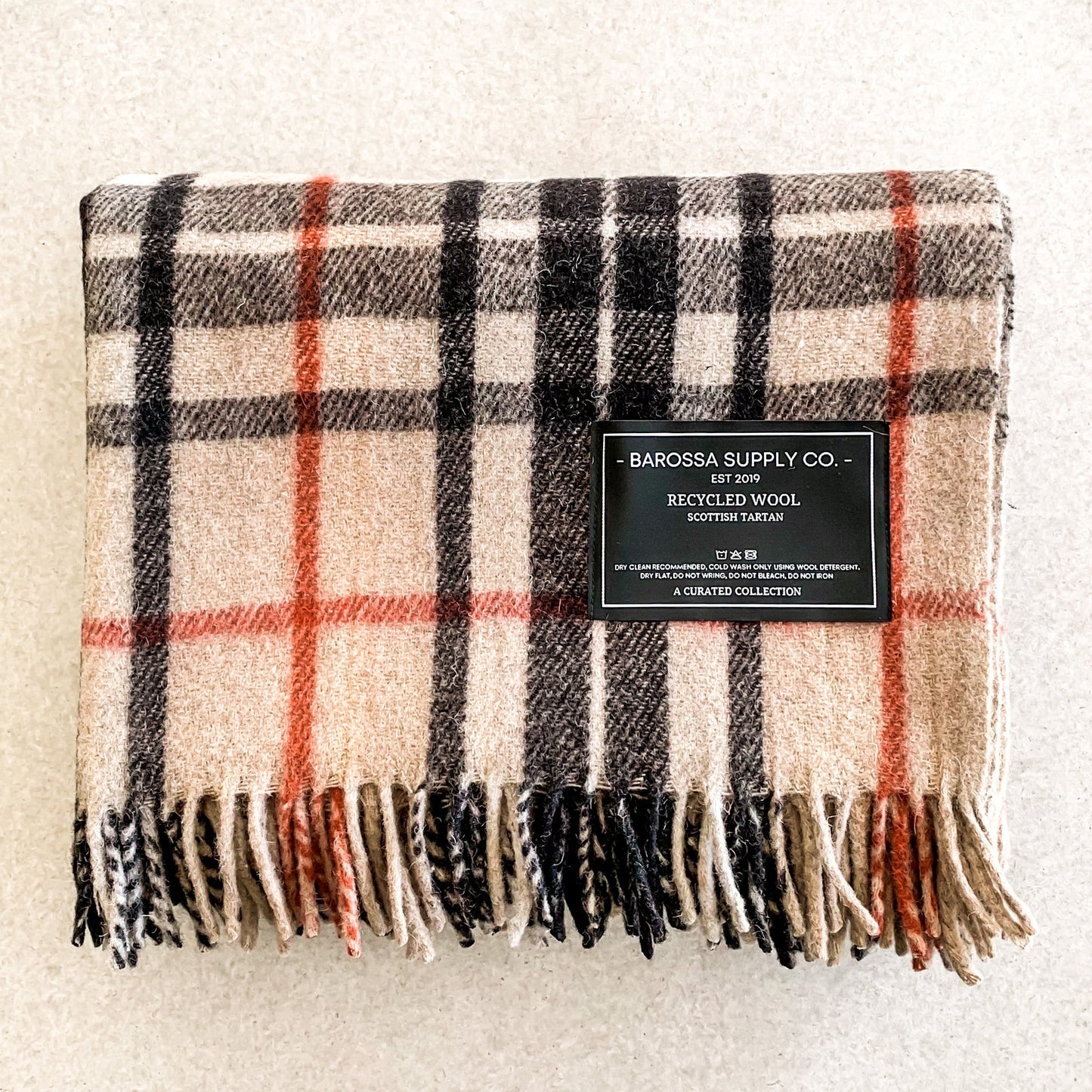 Thomson Camel - Recycled Wool Blend Scottish Tartan Blanket