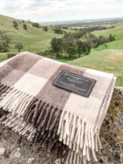 Jacob - Mocha - Recycled Wool Blend Scottish Tartan Blanket