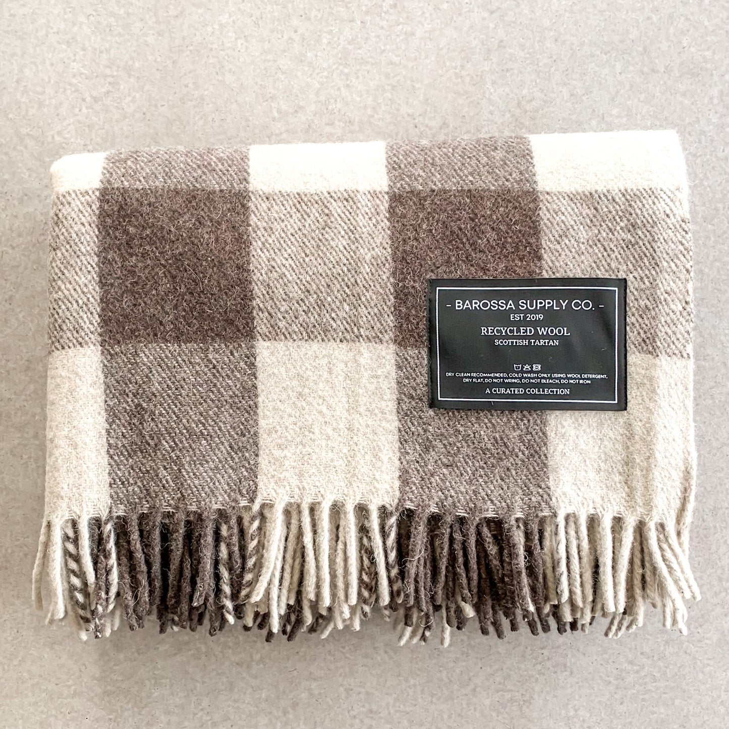 Jacob - Mocha - Recycled Wool Blend Scottish Tartan Blanket