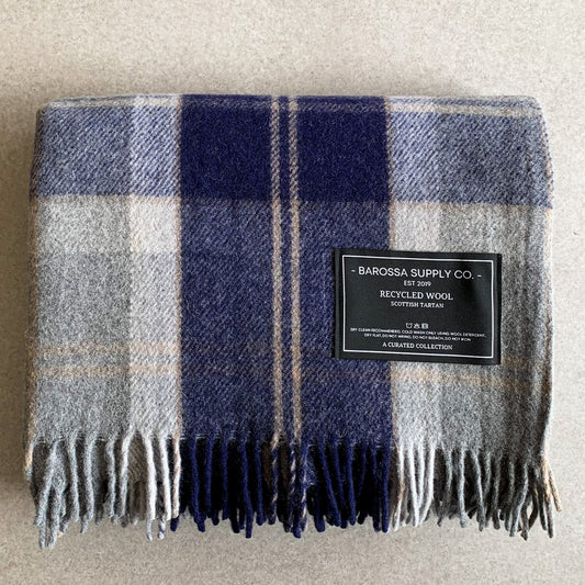 Bannockbane Silver - Recycled Wool Blend Scottish Tartan Blanket