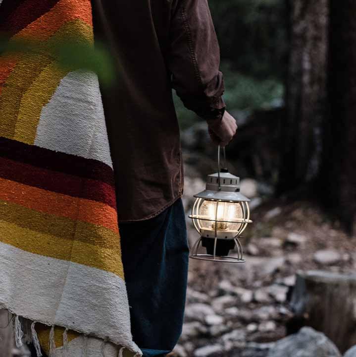 Vintage White Railroad Lantern - Barebones