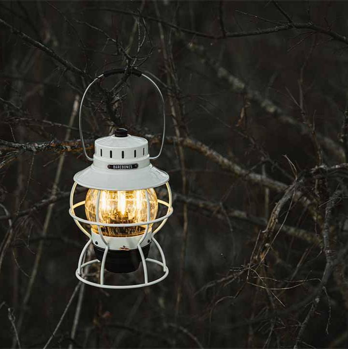 Vintage White Railroad Lantern - Barebones