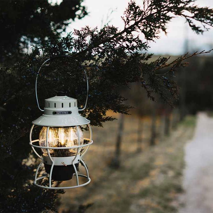 Vintage White Railroad Lantern - Barebones