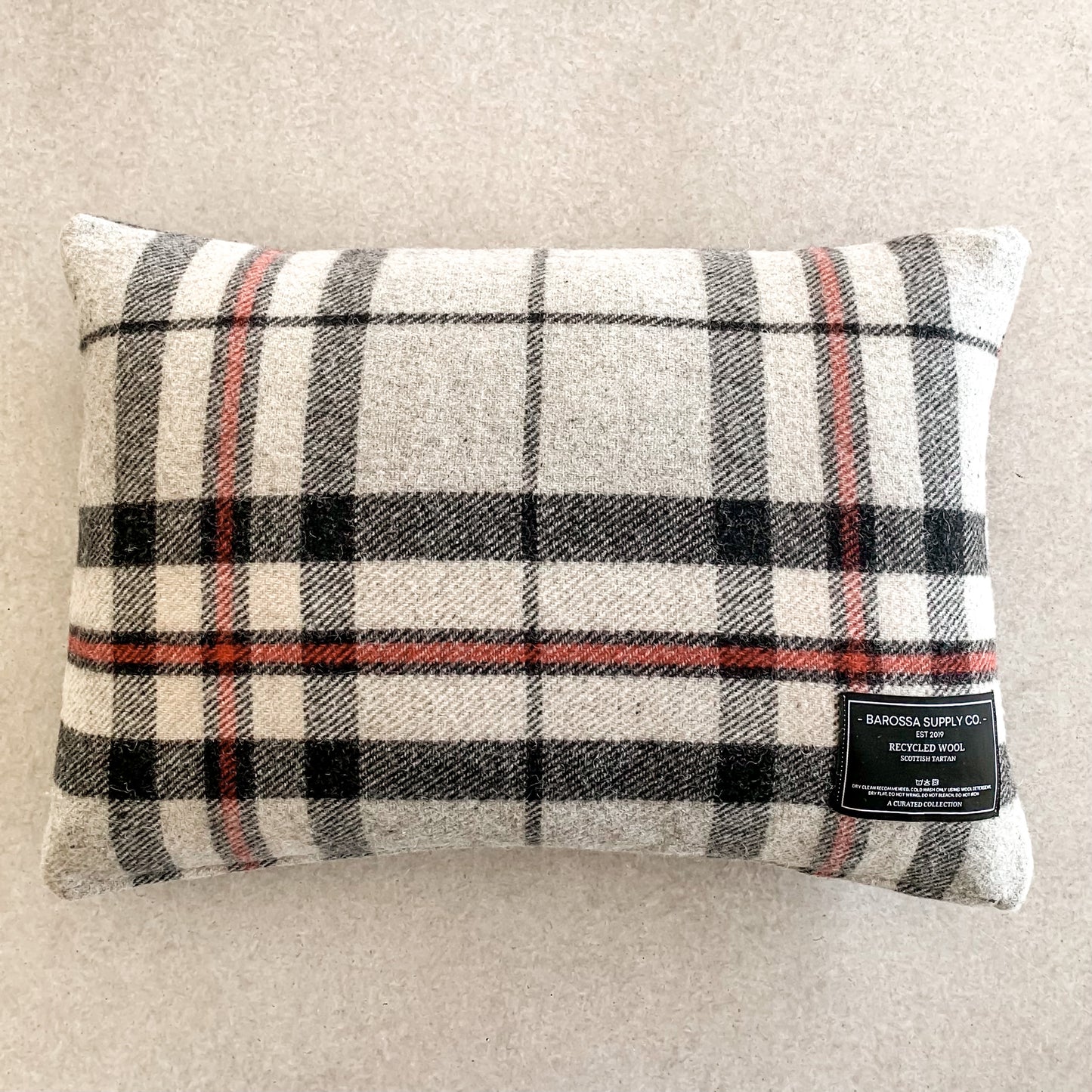 Recycled Wool Scottish Tartan Cushion | Thomson Grey