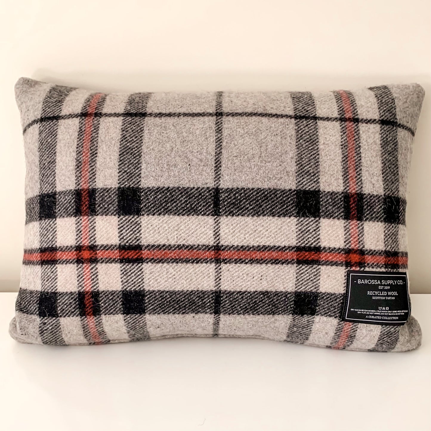 Recycled Wool Scottish Tartan Cushion | Thomson Grey