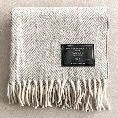 Luxe Herringbone Blanket Wrap - Light Grey