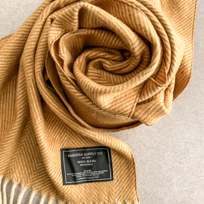 Luxe Herringbone Blanket Wrap - Mustard