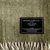 Olive - Herringbone Wool Blend Blanket