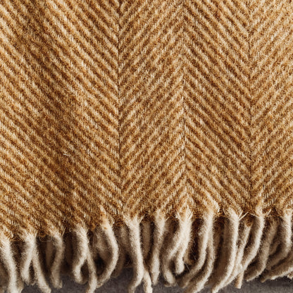 Mustard - Herringbone Wool Blend Blanket