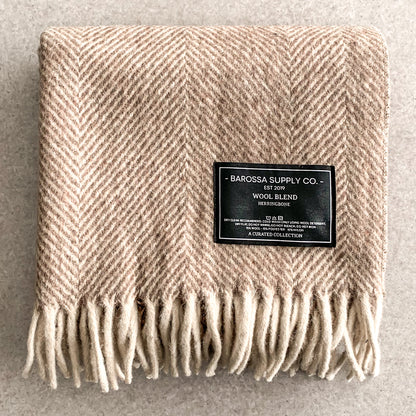 Luxe Herringbone Blanket Wrap - Natural