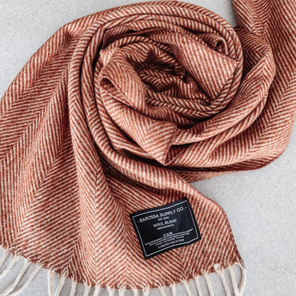 Luxe Herringbone Blanket Wrap - Rust