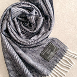 Luxe Herringbone Blanket Wrap - Blue