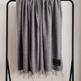 Grey - Herringbone Wool Blend Blanket
