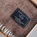 Chocolate - Herringbone Wool Blend Blanket