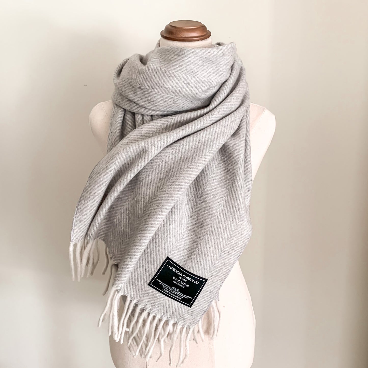 Luxe Herringbone Blanket Wrap - Snow