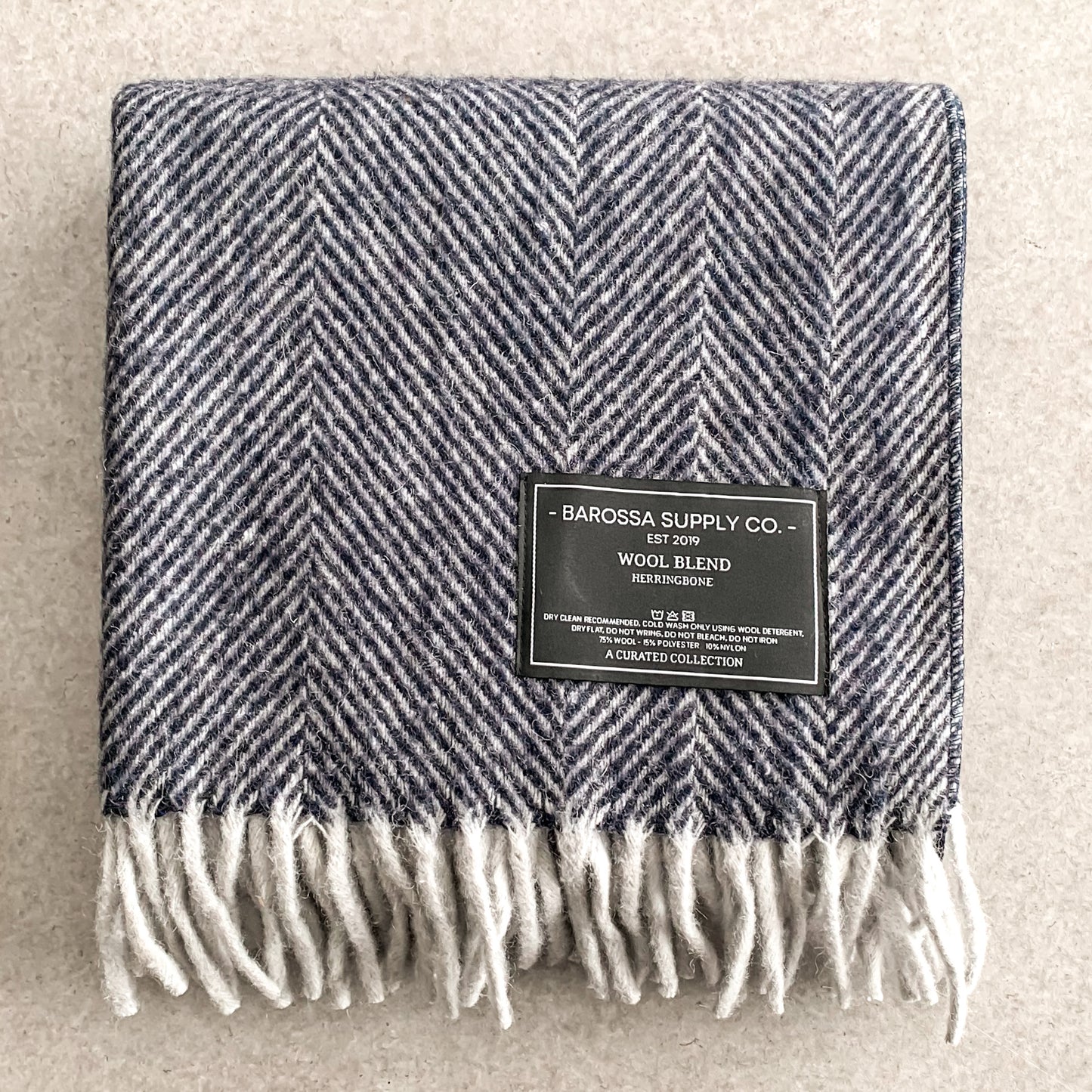 Luxe Herringbone Blanket Wrap - Blue