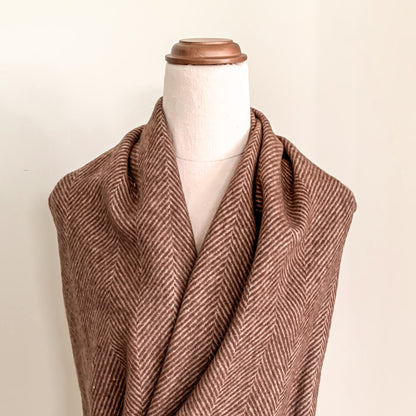 Luxe Herringbone Blanket Wrap - Chocolate