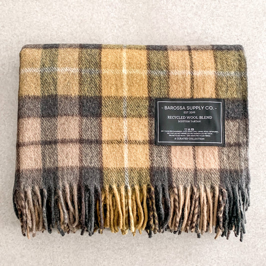 Buchanan Natural - Recycled Wool Blend Scottish Tartan Blanket