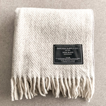 Luxe Herringbone Blanket Wrap - Snow