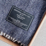 Blue - Herringbone Wool Blend Blanket