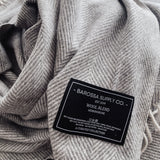 Grey - Herringbone Wool Blend Blanket