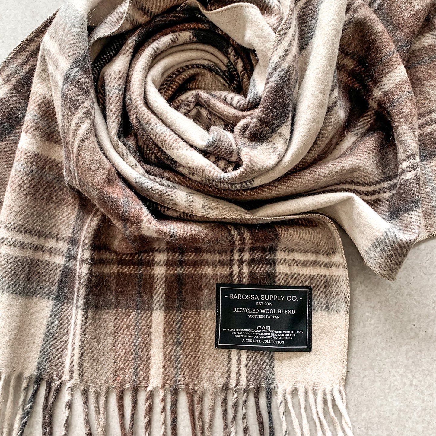 Luxe Tartan Blanket Wrap - Stewart Natural Dress