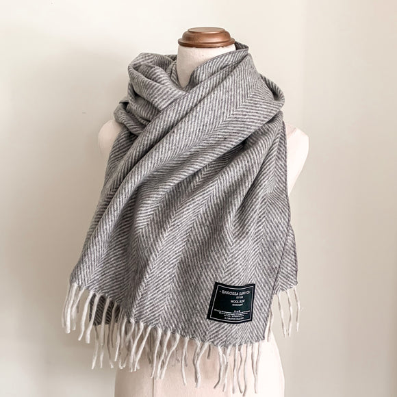 Luxe Herringbone Blanket Wrap - Light Grey