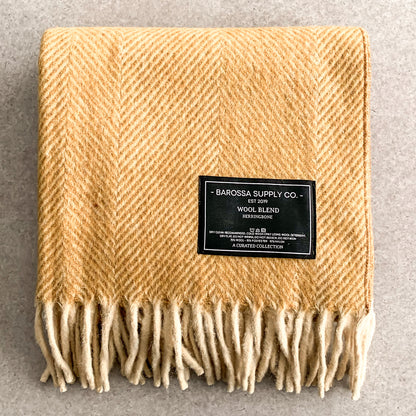 Luxe Herringbone Blanket Wrap - Mustard