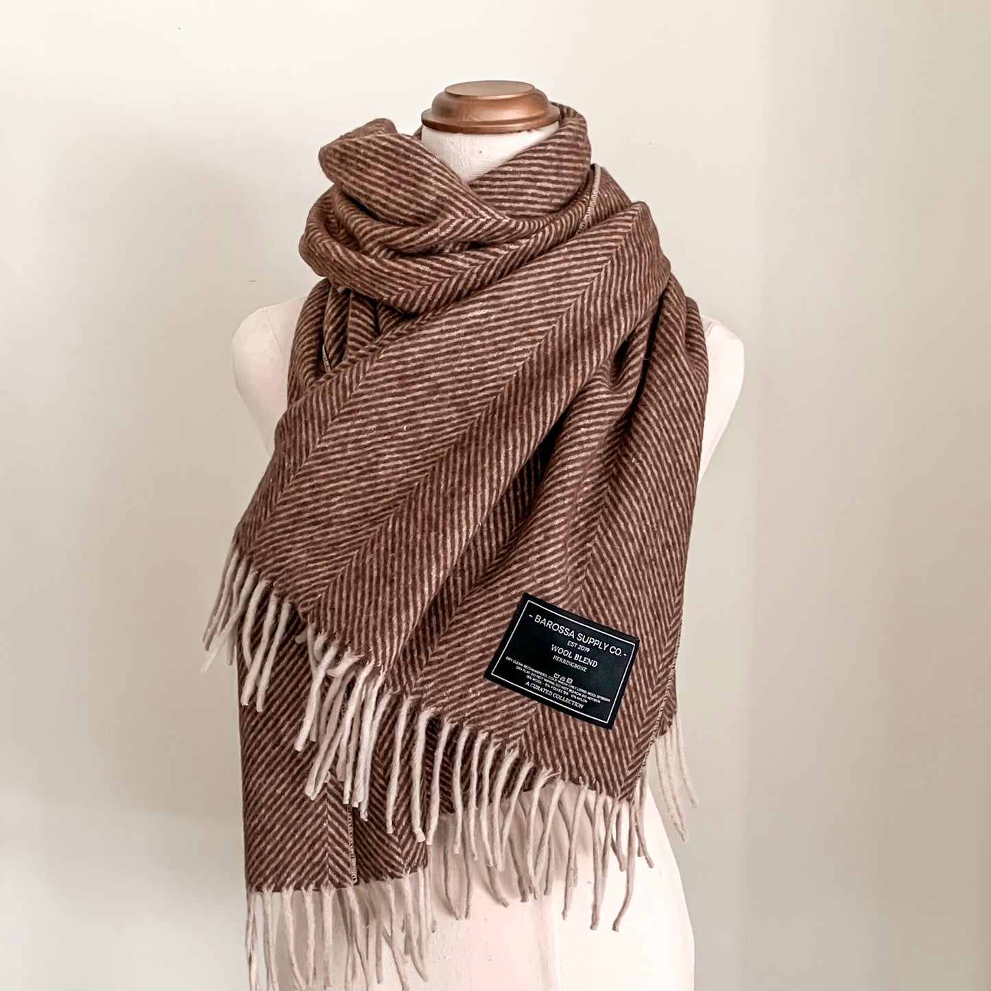 Luxe Herringbone Blanket Wrap - Chocolate