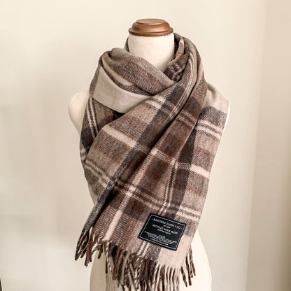 Luxe Tartan Blanket Wrap - Stewart Natural Dress