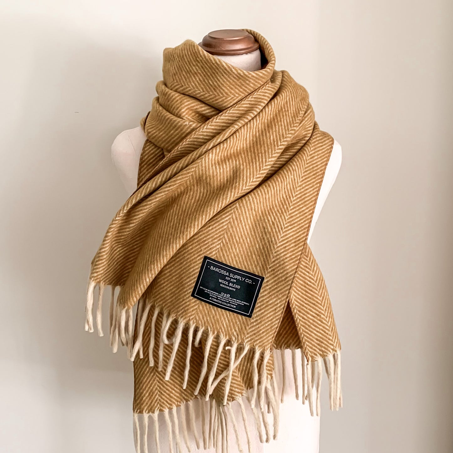 Luxe Herringbone Blanket Wrap - Mustard