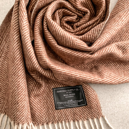 Luxe Herringbone Blanket Wrap - Chocolate